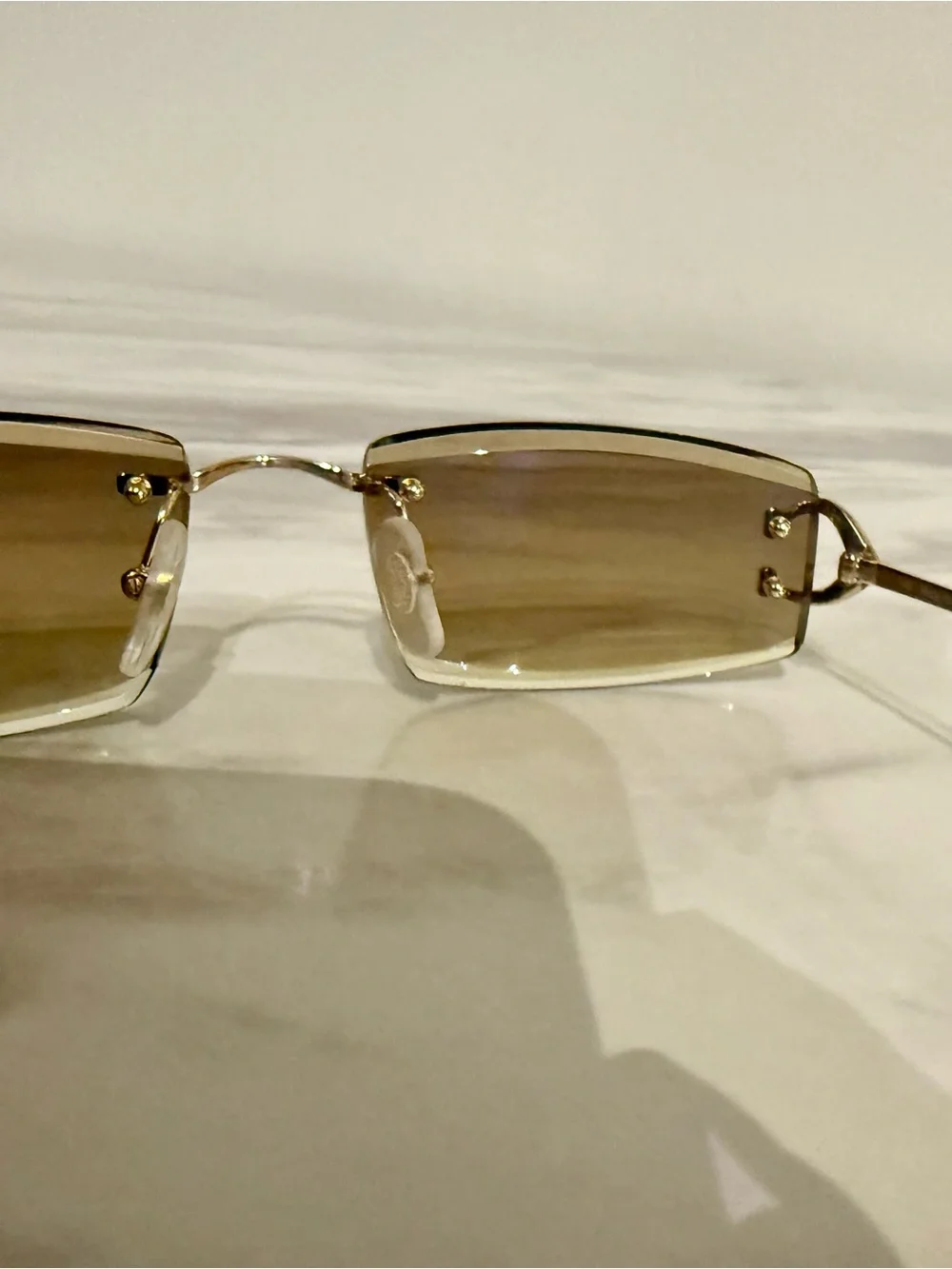 Cartier Rimless Sunglasses in Gold with Brown Tinted Lenses